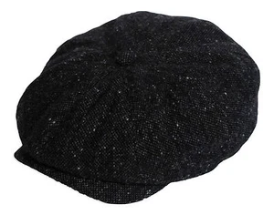 Cappellino Gamble & Gunn Molloy & Sons irlandese Donegal tweed made in British grigio con bottoni - Foto 1 di 3