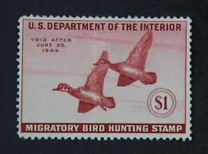 CKStamps: US Federal Duck Stamps Collection Scott#RW10 $1 NG Tiny Thin Crease