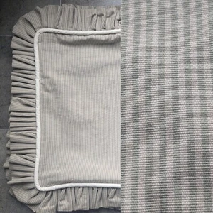 Custom Cotton Sham Set Sage Green Ticking Stripe Ruffle Cottage Country 31x20 Qn - Picture 1 of 13