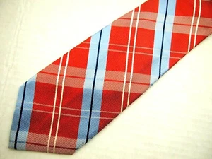 Nautica Mens Necktie Tie Red White Blue Plaid 59" Career - Picture 1 of 5