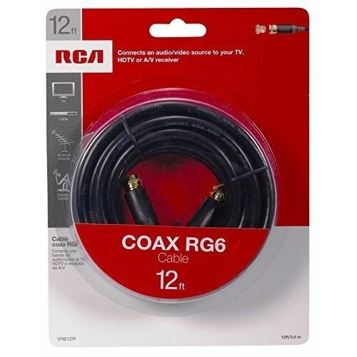 RCA  VH612R ,12-ft 18-AWG RG6, Black Coax Cable - Image 1 of 1