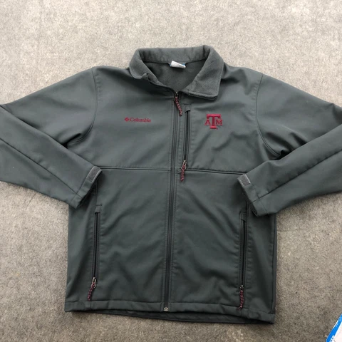 Texas A&M Aggies Jacket Mens Large Gray Maroon Embroidered Fleece Lined Columbia Cover