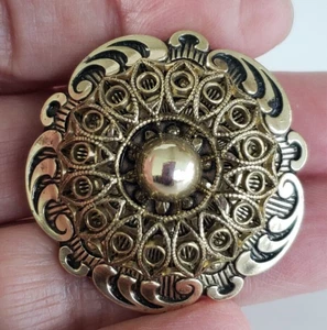 Clip de bufanda de aluminio tono dorado ornamentado vintage de Alemania Occidental 1-1/2" - Imagen 1 de 6