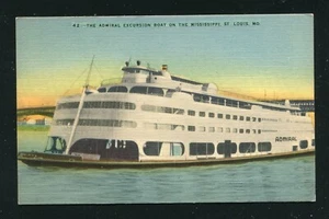 The Admiral Excursion Boat on the Mississippi River St. Louis, Missouri Postcard - Picture 1 of 5