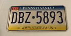 PENNSYLVANIA  Authentic License Plate  WWW.STATE.PA.US   PLATE # DBZ-5893