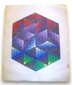 Vintage Large Geometric Design Needlepoint Canvas Colorful New Not Started - Picture 1 of 2