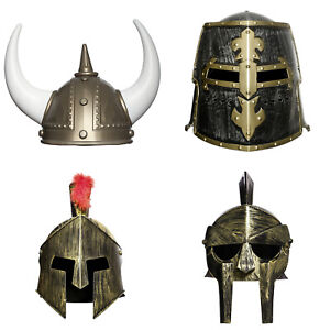 Men's Helmet Crested Horn Samurai Hat Spartan Warrior Headwear Armour King Roman
