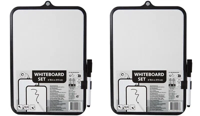Mini Whiteboard 2er Set mit Stifte Wischer Magnet ca. 18 x 28 cm Pinnwand Tafel