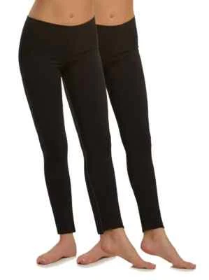 #C2201 2 PACK WOMENS SMALL BLACK FELINA COTTON MODAL LIGHTWEIGHT LEGGINGS NWOP - Image 1 of 4