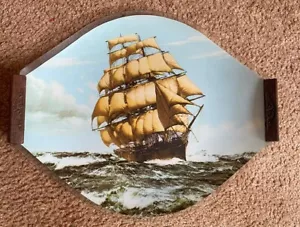 Collectable Retro Glass Serving Tray With Old Ship Picture - Bild 1 von 8