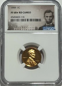 1959 NGC PF68 RD Star Cameo Red Proof Lincoln Memorial Penny 1c Portrait Label - Picture 1 of 3