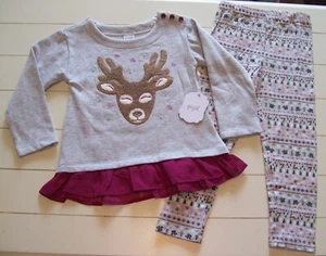 Gigil 2 Pc Long Sleeve Deer Squirrel Woodland Top and Leggings Outfit Sz 4 or 5 - Picture 1 of 4