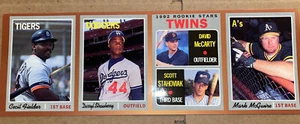 4 Uncut Magazine Cards Darryl Strawberry Mark McGwire Cecil Fielder Twins Rookie - Picture 1 of 11