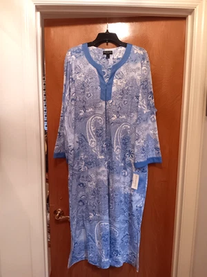 Abrigo Miss Elaine Bata Cremallera Completa Frontal Nuevo con Etiquetas 2X Azul Cachemira Mangas 3/4 Nuevo Foto 1 de 4