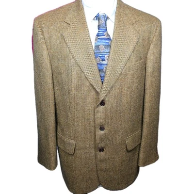 Blazer Oak Creek Para Hombres 42R Marrón Tweed Pata de Gallo Muesca Solapa Mohair Chaqueta Foto 1 de 4