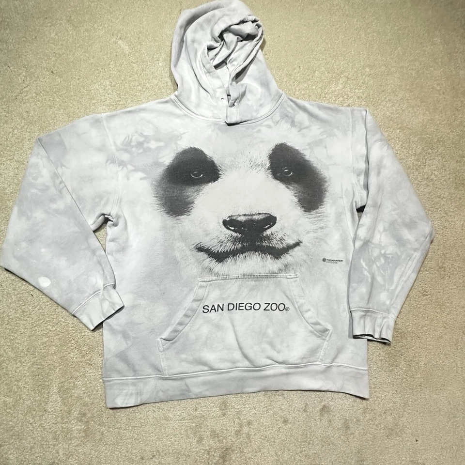 The Mountain Panda Hoodie Sweatshirt Mens Medium White Blue San Diego Zoo - Image 1 of 4