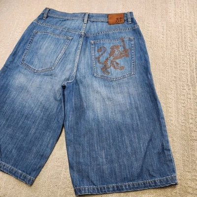 Pantalones Cortos Denim Vintage Y2K Hombres 34 Sueltos Pierna Ancha Bordados Sean John Jorts Foto 1 de 4