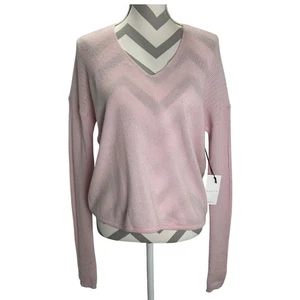 Duffy XS Pink 100% Cashmere V-Neck Long Sleeve Oversized Sweater Soft Knit NWT - Picture 1 of 7