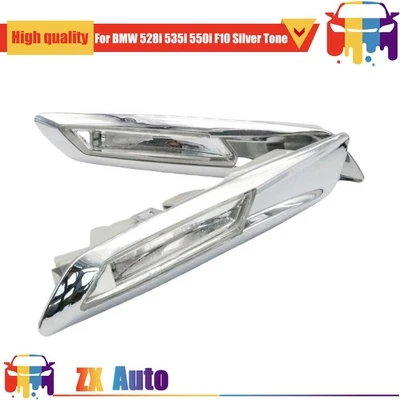 Side Marker Turn Signal Amber Light Silver Tone Fit For BMW 528i 535i 550i F10 - Imagem 1 de 4