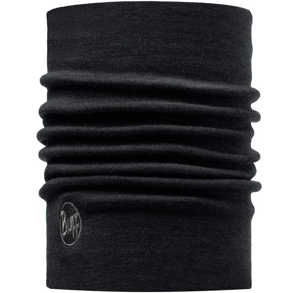 Aquecedor de pescoço Buff unissex pesado lã merino inverno quente tubular - preto sólido - Imagem 1 de 1