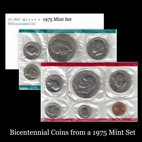 1975 P+D U S Mint Set Eisenhower Kennedy Washington Roosevelt Jefferson Lincoln Cover