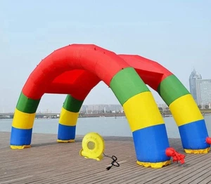 Aufblasbarer Regenbogen Doppelbogen 26,25ftx13ft aufblasbarer Werbebogen + Gebläse - Bild 1 von 10
