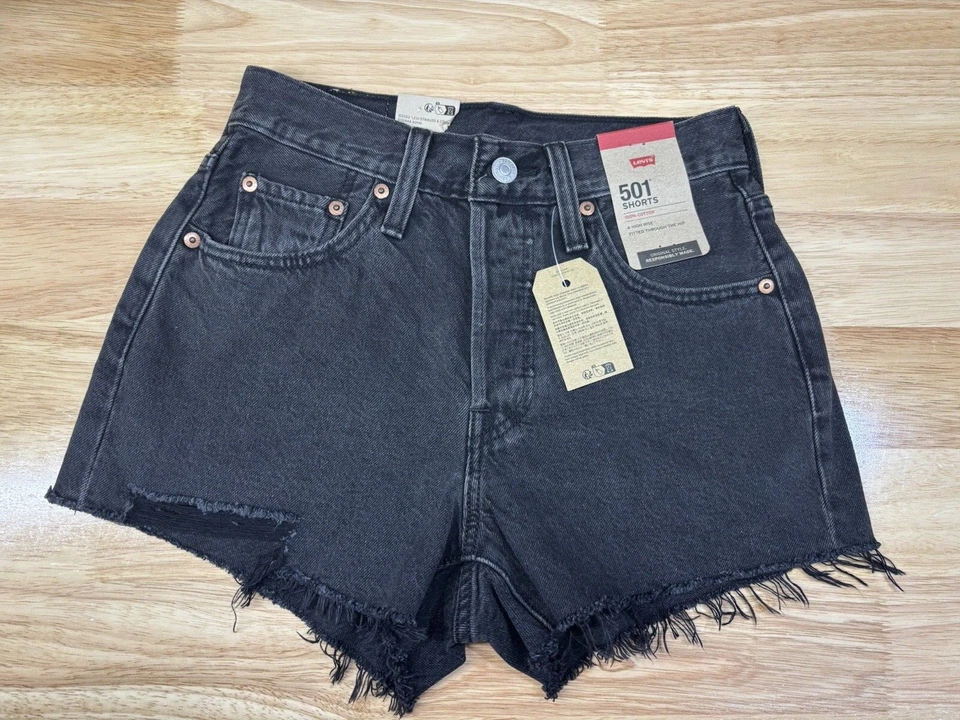 Levi's Women's 501 Original Shorts Lunar Black 24 US 00