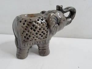 Elefant Kerzenhalter dunkel bemalt Porzellan Skulptur 5" hoch afrikanische Safari - Bild 1 von 17