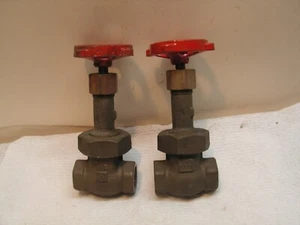 2 X Vintage MILWAUKEE 1/2" BRONZE THREADED GATE VALVE, CLASS 300SWP, 1000WOG - Picture 1 of 21