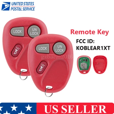 2 For 2001 2002 Chevrolet Silverado 1500 2500 3500 Remote Car Key Fob 3B Red - Image 1 of 4
