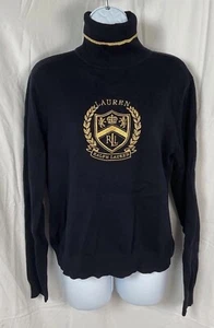 Vintage Lauren Ralph Lauren Active Rollkragen Pullover Large Gold Crest - Bild 1 von 15
