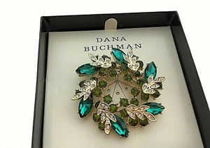 Dana Buchman Floral Rhinestone Wreath Brooch NIB - Picture 1 of 3