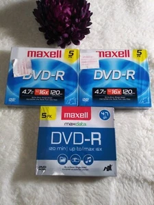 MAXELL MaxMedia  639002  4.7 GB 16X DVD+R 3 packs 15 total cds 120 minutes