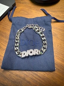 Dior Italic Link Bracelet, White Crystal Designer Bracelet One size Authentic - Picture 1 of 10