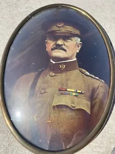 Retrato convexo vintage del general del ejército John J. Pershing Black Jack Primera Guerra Mundial NLHB+ - Imagen 1 de 4