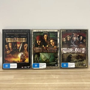 3 x Pirates Of The Caribbean Curse of Black Pearl, Dead Mans Chest, Worlds End - Picture 1 of 2