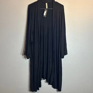 24seven Comfort Apparel Staubmantel Strickjacke vorne offen leicht schwarz 4X - Bild 1 von 6
