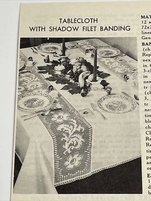 Lily Tablecloth with Shadow Filet Banding Crochet Pattern D13 - Image 1 of 4