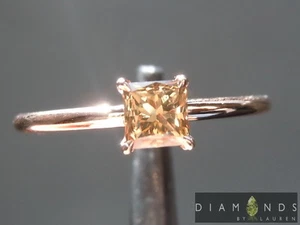.51ct Fancy Brownish Yellow Princess Cut Diamond Ring R6945 Diamonds by Lauren - Picture 1 of 6
