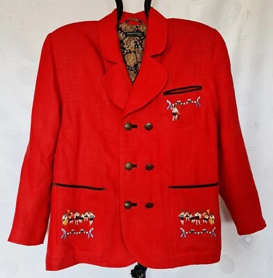 VINTAGE DAGMAR ERTINGER TYROL OKTOBERFEST DIRNDL RED WOMENS JACKET COAT:12/EU40 - Image 1 of 4