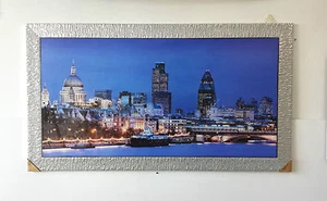QUADRO MODERNO NEW YORK CORNICE ARGENTO ARREDO CASA SALOTTO SALA 65x150CM - Imagen 1 de 1