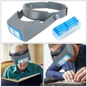 Jewelers Head Headband Magnifier LED Illuminated Visor Magnifying Glasses Loupe - Picture 1 of 15