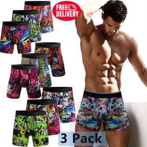 3 pack Mens Boxer Briefs Quick Dry Long Leg Shorts Comfort Soft Underwear Trunks - Picture 1 of 32