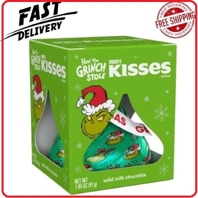 Caramelo de Navidad Hershey's Kisses Grinch chocolate con leche sólido, caja de regalo 1,45 oz Foto 1 de 4