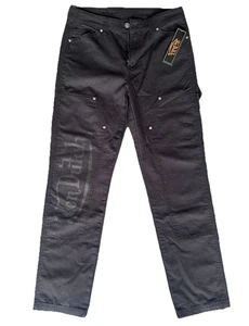 Jeans Von Dutch nero cotone falegname bulbo volante ricamato nuovo con etichette 30x32 - Foto 1 di 4
