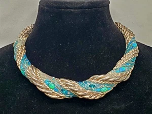 Lovely Orit Schatzman Large Sterling Silver Rhinestone Collar Choker Necklace - Picture 1 of 19