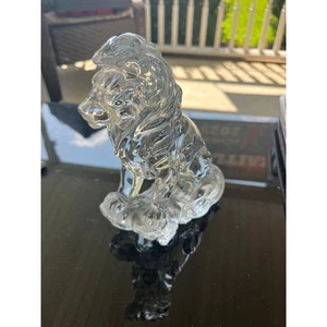 Lenox Solid Lead Crystal Large Seated Regal Lion Figurine Made Germany Vintage - Picture 1 of 3