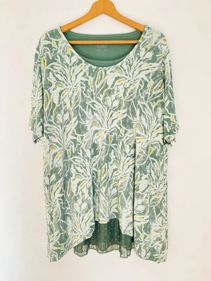 LOGO Layers Lori Goldstein 2 Layered Green Tank & Floral Tee Twinset 2X Lace Hem - Image 1 of 4