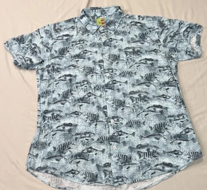 Margaritaville Hawaii Herren 2XL XXL Blau Fisch Allover-Druck Viskose BBQ Fisch EUC - Bild 1 von 10