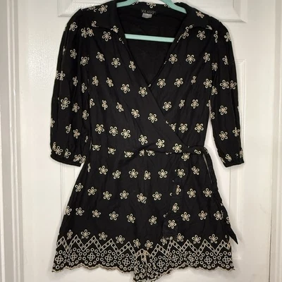 Детский комбинезон Venus размер 6 черный белый с цветочной вышивкой пляжный прибрежный для путешествий отдыха - Изображение 1 из 4